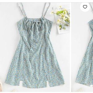 BOGO FREE Blue daisy summer slit dress
